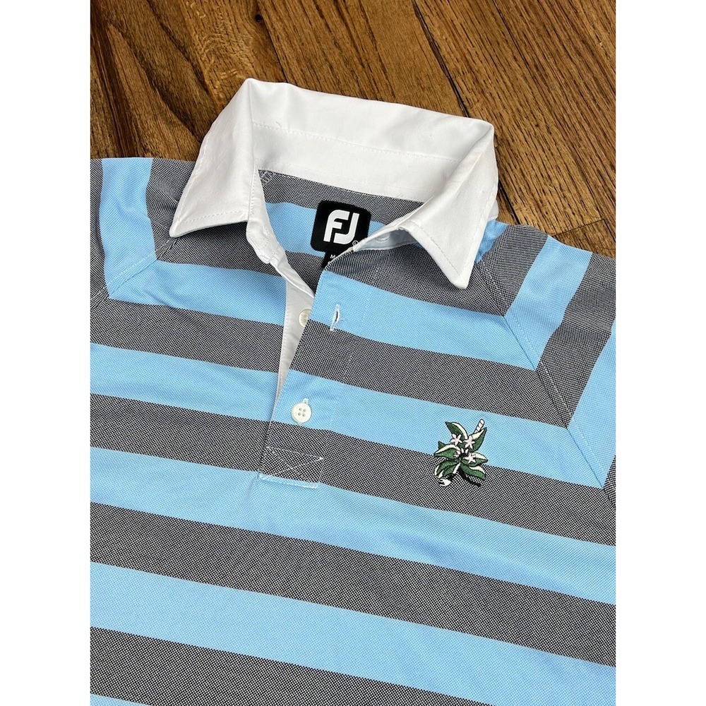 FootJoy Performance Stretch Polo Athletic Golf Shirt Striped Blue Men's Large
